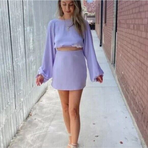 WeWoreWhat Lilac Mini Slip Skirt Satin Charmeuse XS NWT - Picture 1 of 4